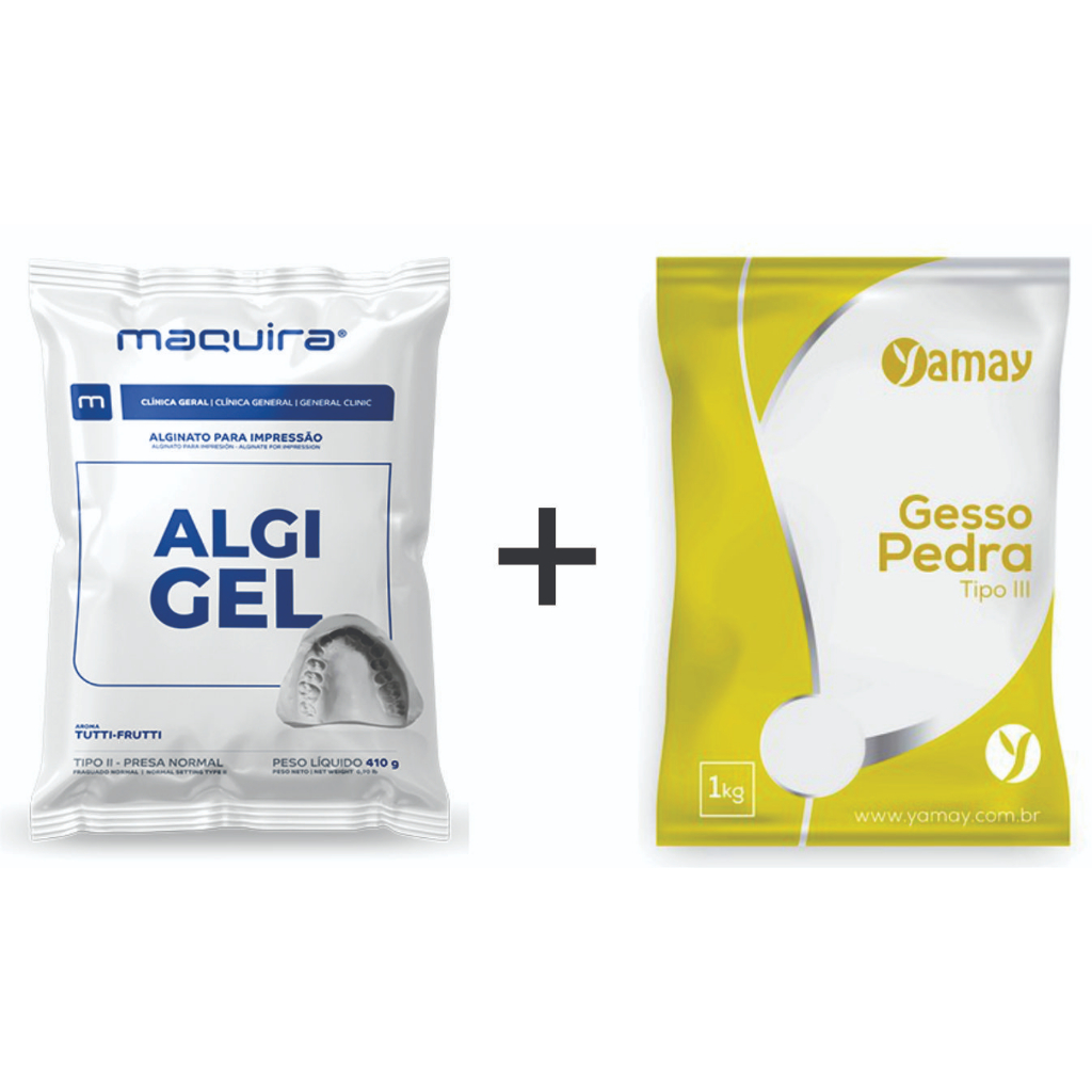 Alginato Algi-gel 410 G Para Moldes Em Geral + Gesso Branco
