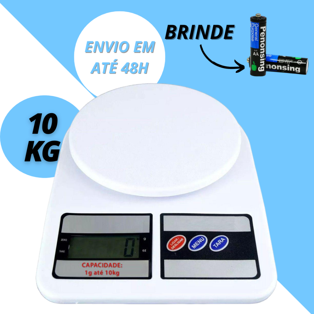 Balança Digital Cozinha Comida Precisão 3g a 10kg a Pilha | Shopee Brasil