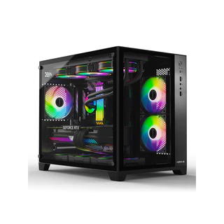 Gabinete Aquário Gamer Hyrax, Mini Tower, Micro ATX , Lateral e Frontal Em Vidro Temperado, Preto - HGB710B