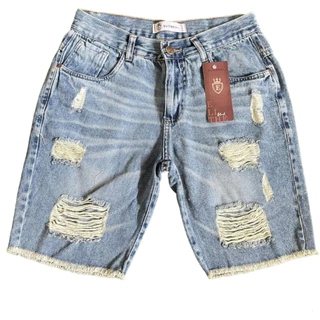 bermudas masculina jeans rasgada verão skinny lançamento elithe black
