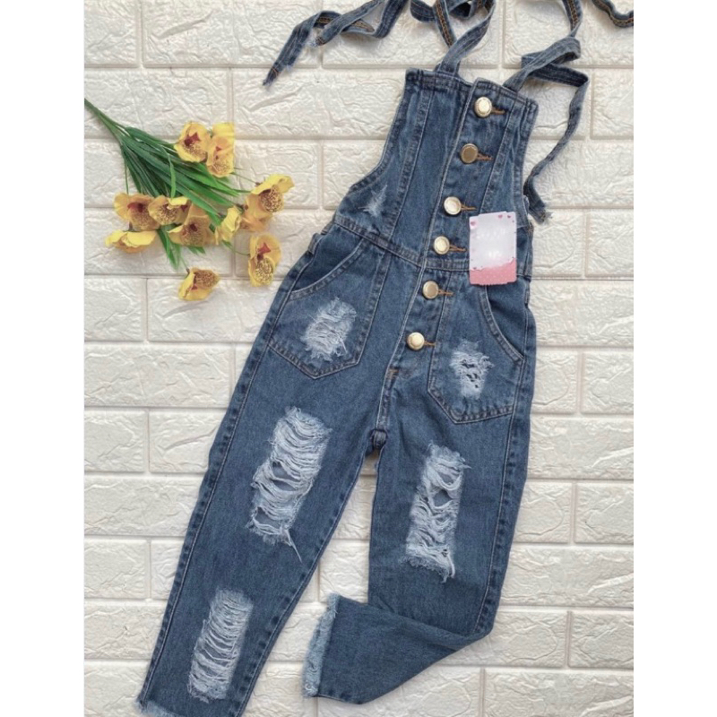 Macacao longo best sale jeans infantil