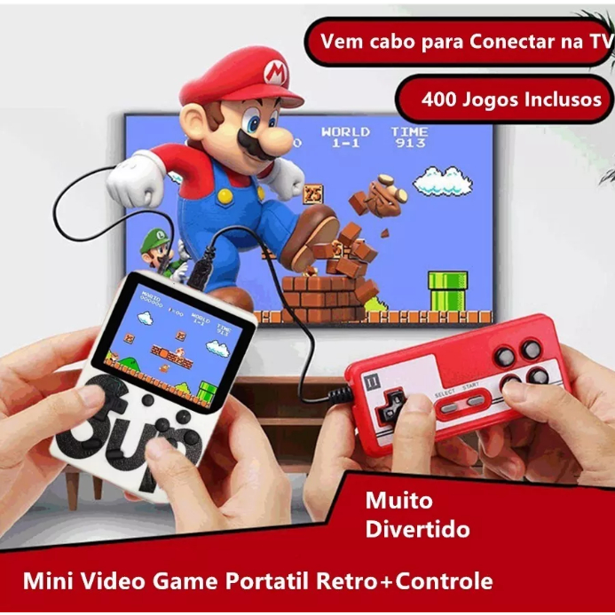 Mini Video Game Portatil 400 Jogos Classico Tv - Ax Super Mario Bros
