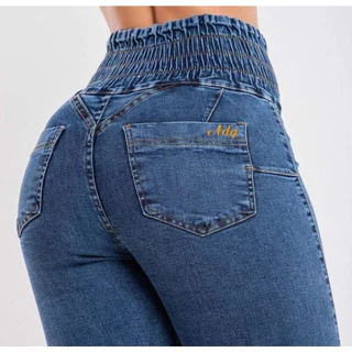 Calça jeans com shops cintura de elastico