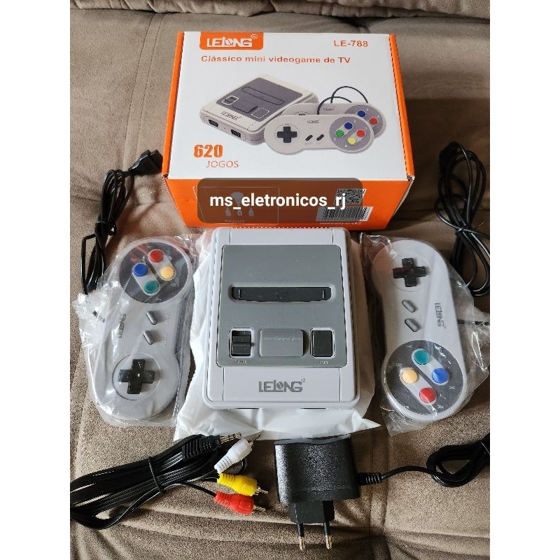 Video-game Nintendo Retrô 8 Bits NES 620 Jogos + 2 Controles / Mario, PacMan, Tetris, Contra, BomberMan e muitos outros