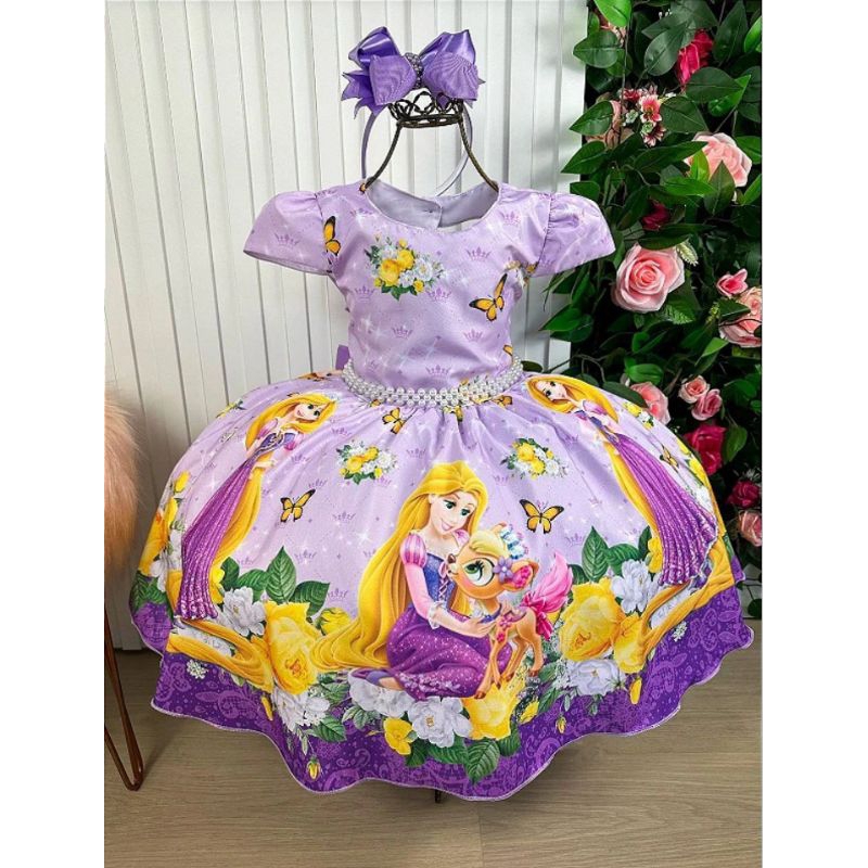 Vestido Princesa Infantil Roxo Lilás Roupa Realeza Midi Luxo serve para  Festa de Aniversário temático da Rapunzel e Sofia e Fantasia de Criança  para Carnaval