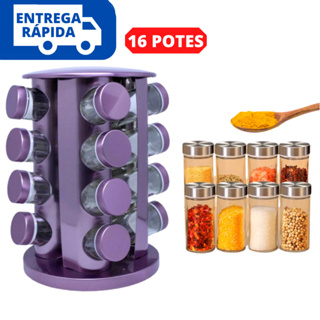 16 Porta-Condimentos Giratório Porta-Condimentos Porta-Condimentos  Carrossel de Temperos de Cozinha Recipiente de Temperos