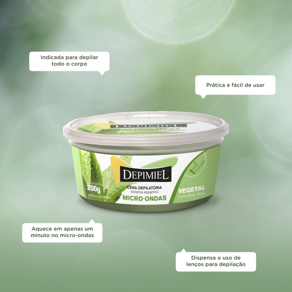 Cera de Micro-ondas Vegetal para Depilação com Aloe Vera Depimiel
