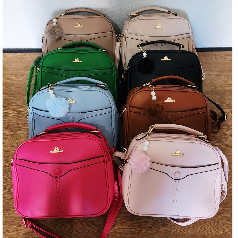 Bolsa Feminina Transversal Grande Espaçosa Pompom Bolsa Feminina Media