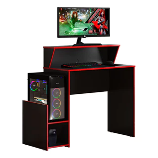 Escrivaninha Mesa Gamer Computador Notebook Cores Preto Com Vermelho Preto Com Azul E Branco