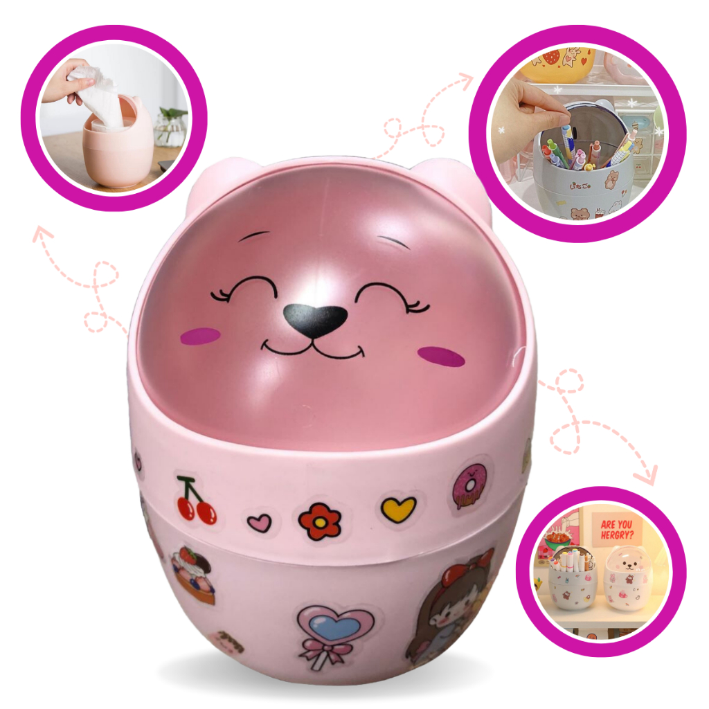 Organizador fofo Rosa Lixeira de mesa Multifuncional | Shopee Brasil