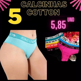 Calcinha Kit,cotton e microfibra, Cós Boka Love