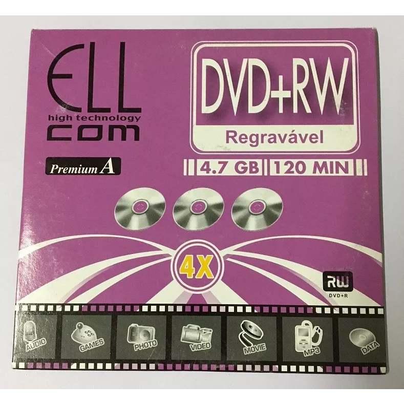 10 DVD+RW Ellcon 4.7GB 120 min Regravável | Shopee Brasil