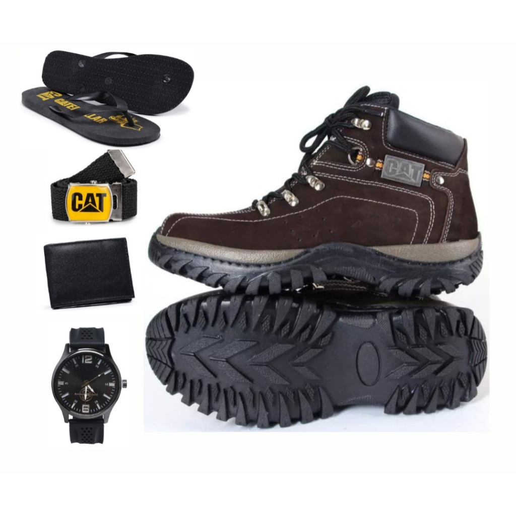 Kit 2 Pares De Bota Masculina Casual Caterpillar CAT Impermeável Costurado  + Palmilha Confort