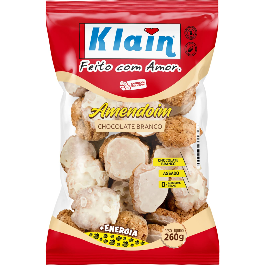 Bolacha de Amendoim Com Chocolate Branco 260G Klain