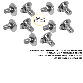 Kit Parafusos Carenagem Allen Xre 300 Cb 300 Falcon 400 Bros 125 150 160 Cb500 com Ressalto