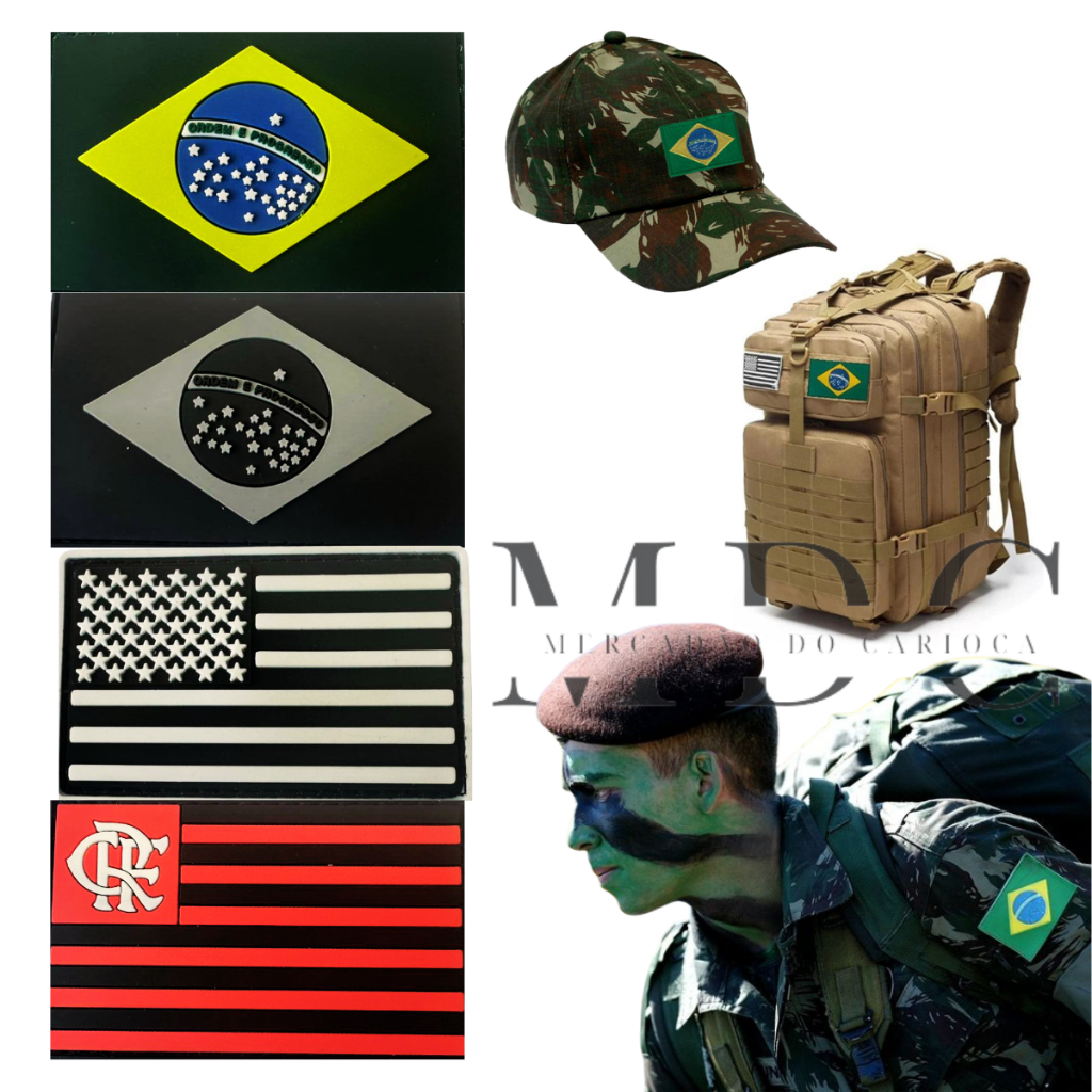 PVC Bandeira Do País Do Brasil Patch, Militar Tático Decorativo