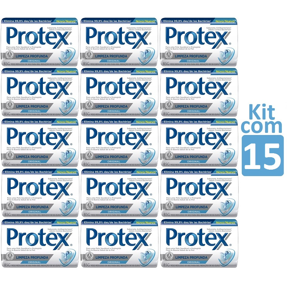 Kit com 15 Sabonetes em Barra Protex Limpeza Profunda 85g