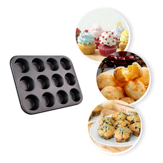 Forma de CupCake e Pão De Queijo Assadeira Antiaderente 12 Cavidades Utensilio Para Casa Cozinha