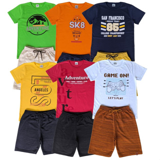 Kit 6 Peças Menino Verão - 3 Conjuntos Menino Infantil Estampas Sortidas