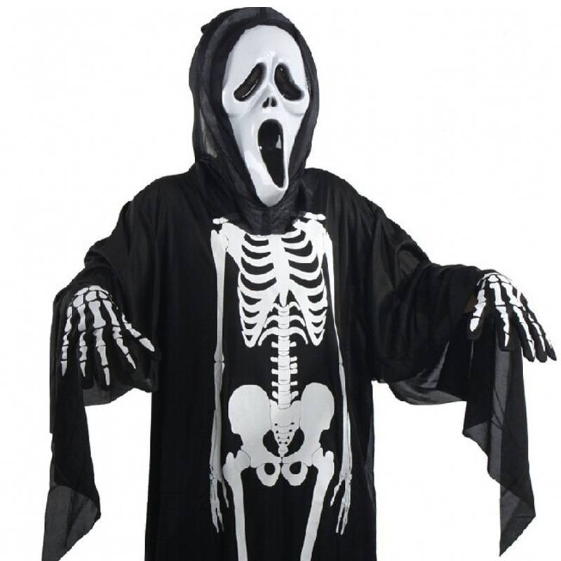 Manto Black Death para festa de Halloween, capa para crianças e adultos,  esqueleto de caveira, traje de baile