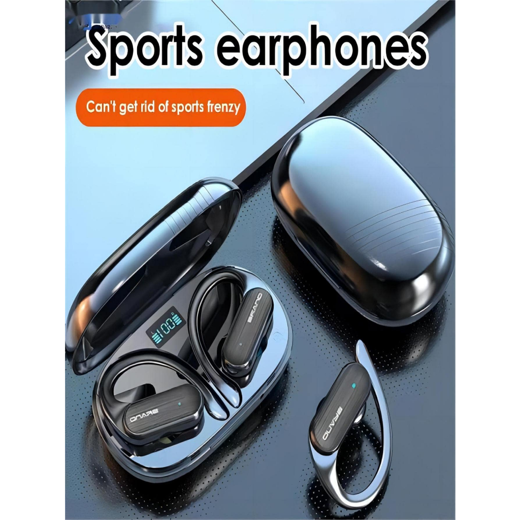 Fone de ouvido Bluetooth sem fio Tws pendurado para esportes à prova d ...