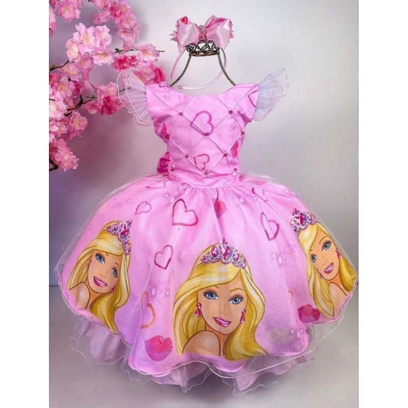 Vestido temático Barbie Rosa aniversário