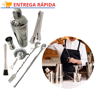 Kit Barman Profissional 7 Peças Utensilio para Coquetéis Drinks Gin Bebidas Caipirinha Bartender Bar Restaurante Churrasco Festa