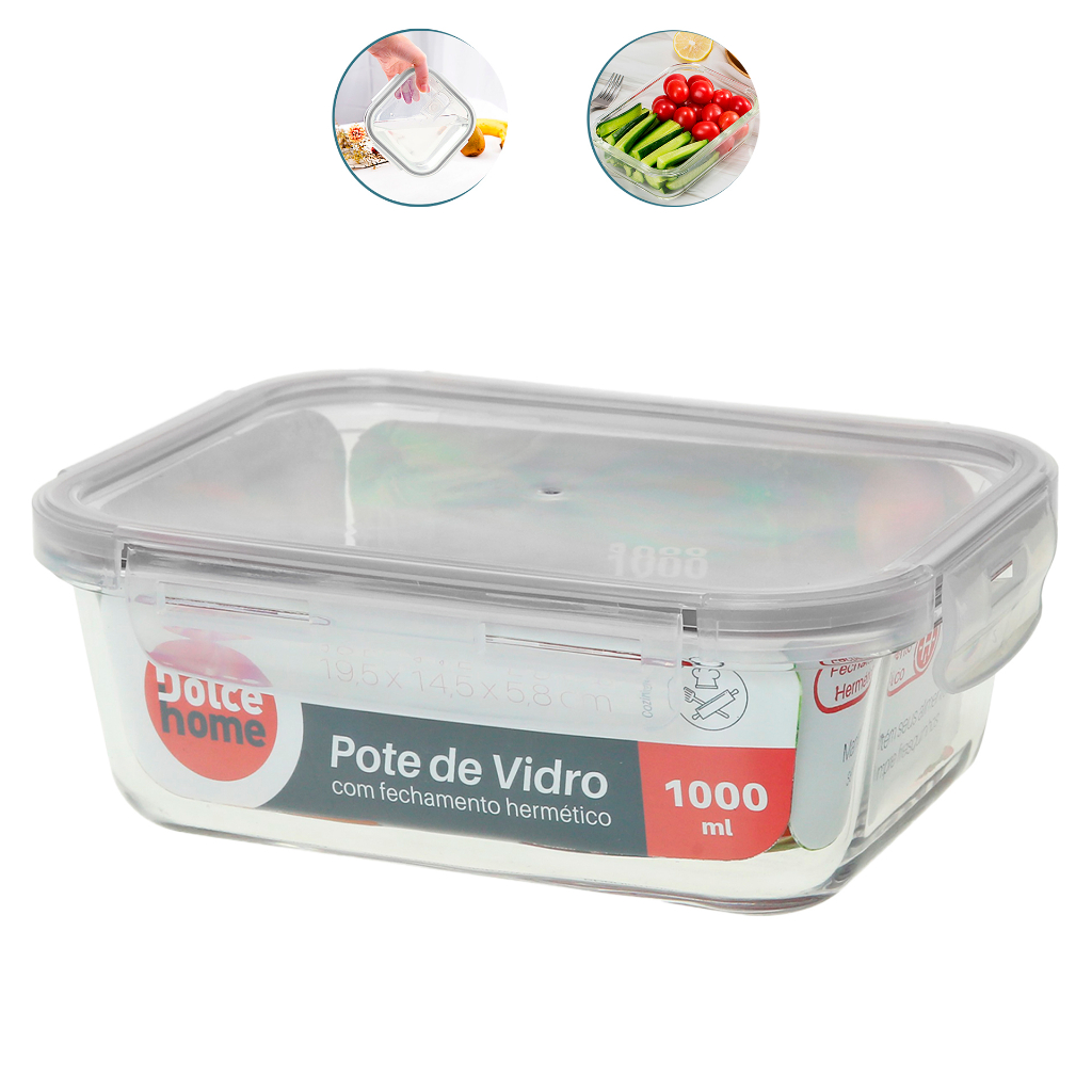 Pote Hermético De Vidro - Marmita -micro-ondas -forno 1040ml Dolce Home