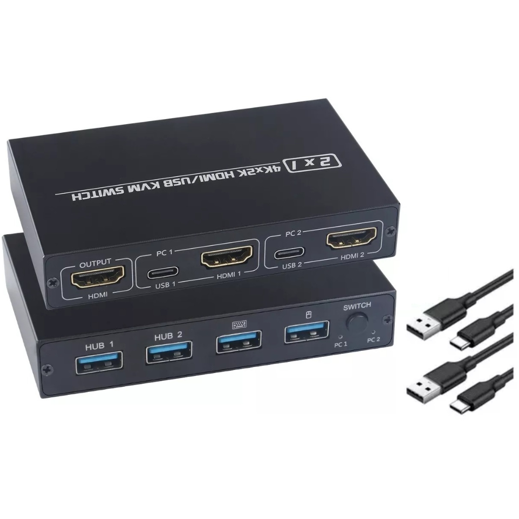Chaveador Kvm Switch 2x1 Hub Hdmi Usb 3.0 Com Suporte 4K