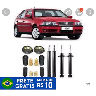 4 Amortecedores + 4 Kits Batente Gol G2 G3 G4 Dianteiro e Traseiro