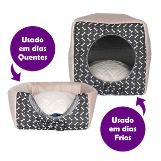 Cama Toca Iglu 3 em 1 para Cachorro e Gato