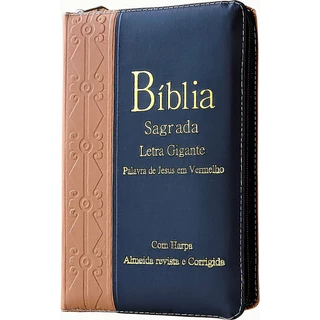 Bíblia Masculina Letra Padrão Gigante Com Harpa Cristã E Ziper