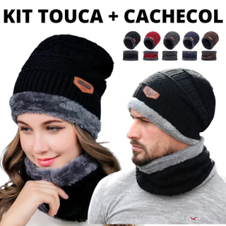 Touca Gorro De Lã Inverno Forrada Unissex Kit De Inverno Touca De Lã Forrada de Pelinho Inverno Toca de Lã Masculina e Feminina