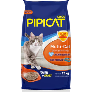Areia Higiênica Pipicat Multicat para Gatos - 12 kg