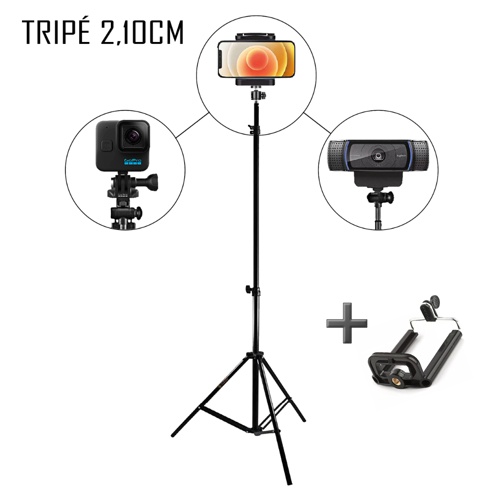 Tripé P Webcam Universal Logitech C920 C922 C930 C270 - 2mts