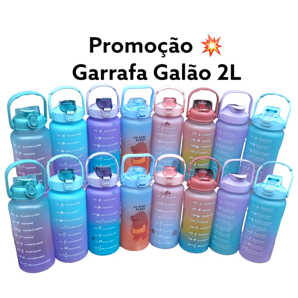 Kit Garrafas 2 Litros + 900ml Frases e Horas 2pçs