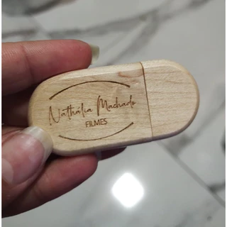 Pen Drive Oval Bambu Personalizado 4GB/8GB/16GB/32GB/64GB - (Minímo de 3 peças p/ Personalizar)