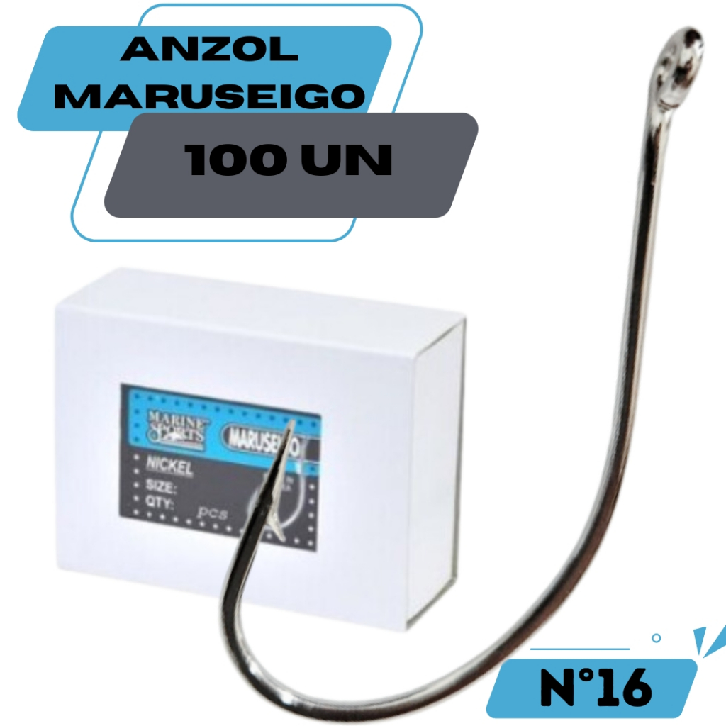 Anzol de pesca maruseigo 16 caixa 100un pescaria kit anzol anzóis marine sports barato profissional ms traira tilapia garateia