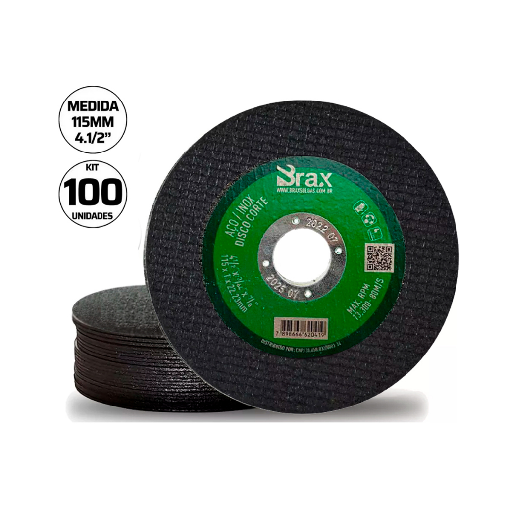 Disco Corte Fino Inox 4.1/2 X 1,0 Esmerilhadeira 100 Peças