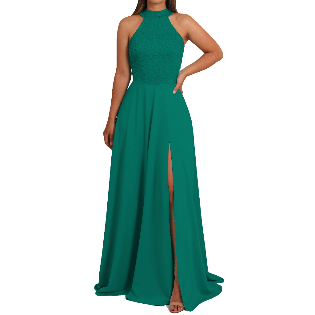 Vestido Longo de Festa, com Fenda Elegante 013
