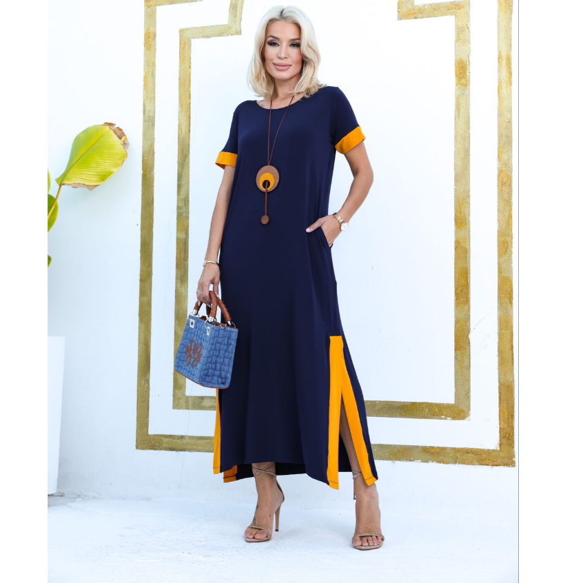 Vestido Longo Saruel Feminino Manga Viscolycra Bolso Roupas