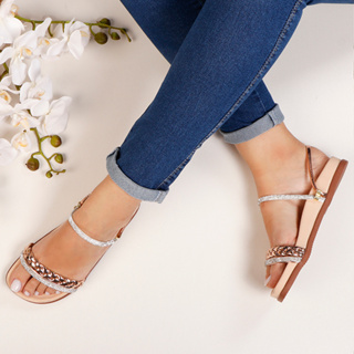 Sandalia Papete Com Strass Sandália Feminina Chinelo Birken Brilho Confortável Rasteirinha Flatform