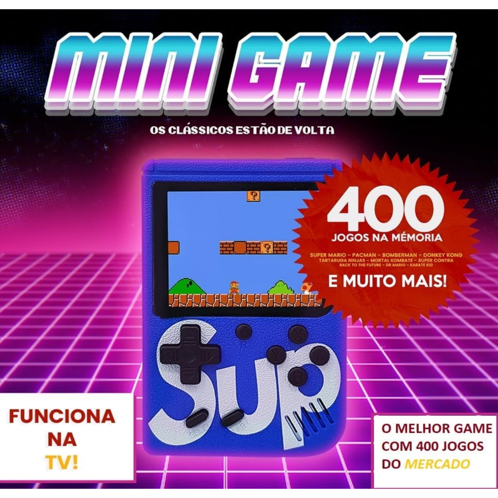 Mini Sup Game Box + Controle Extra - 2 Jogadores - 400 Jogos