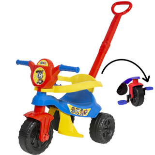 Triciclo C/ Haste De Empurrar, Protetor, Pedal e Apoio Para Os Pés - Suporta Até 25kg - Certificado Inmetro - Produto Original Kendy Brinquedos