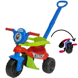 Motoca Triciclo Infantil Masculino - Até 25kg - Com Pedal, Apoio para os Pés, Empurrador e protetor - Todos Itens Montáveis e destacáveis - Para todas as fases da criança