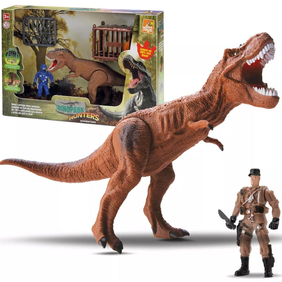 Dinossauro Dinopark T-Rex Som e Articulações - Bee Toys - Zaza Toys