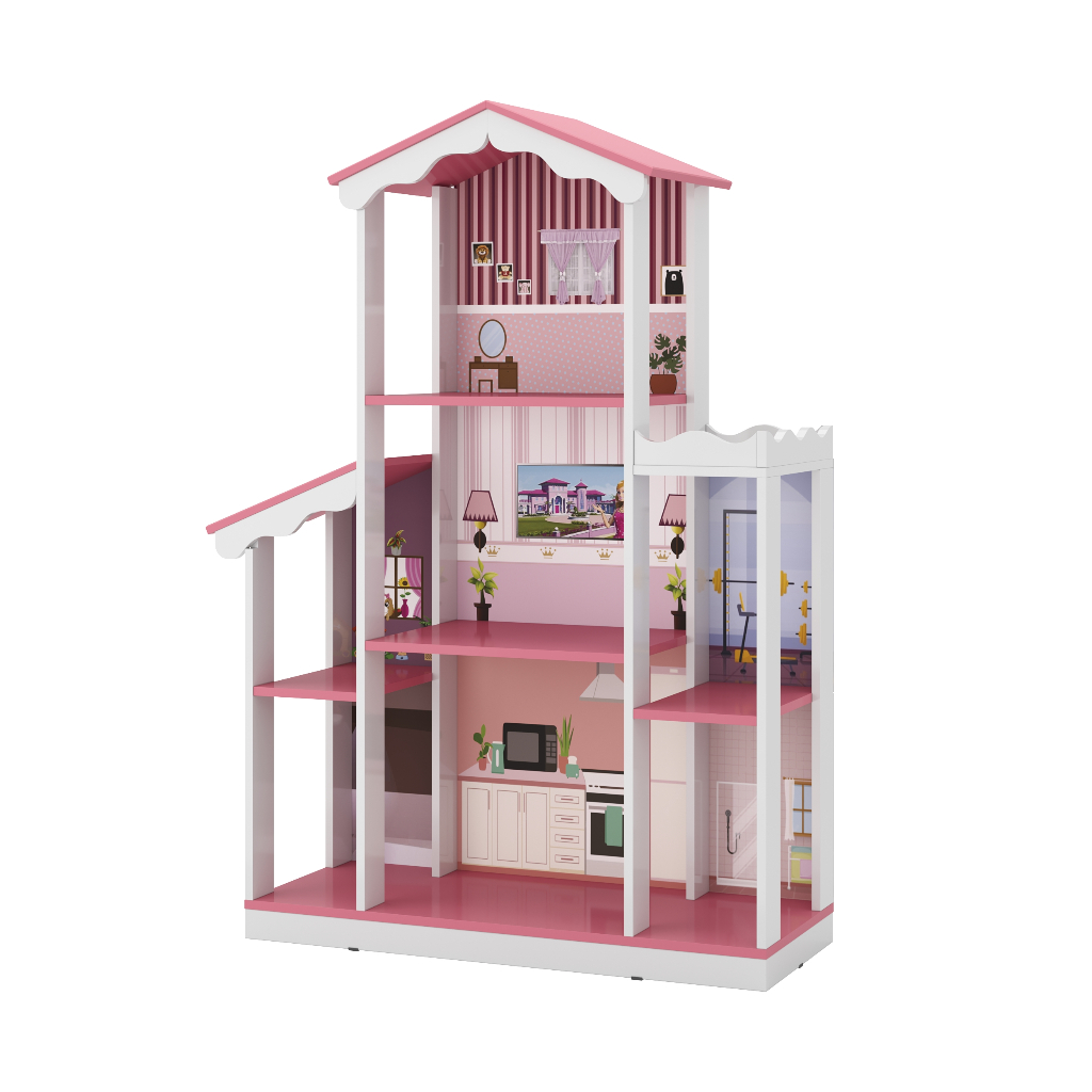 Casa Tema Similar Barbie Adesivada Pintada + 44 Móveis Mdf