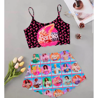 Baby doll coleção Barbie pijama de ondinha roupa de dormir feminino croped