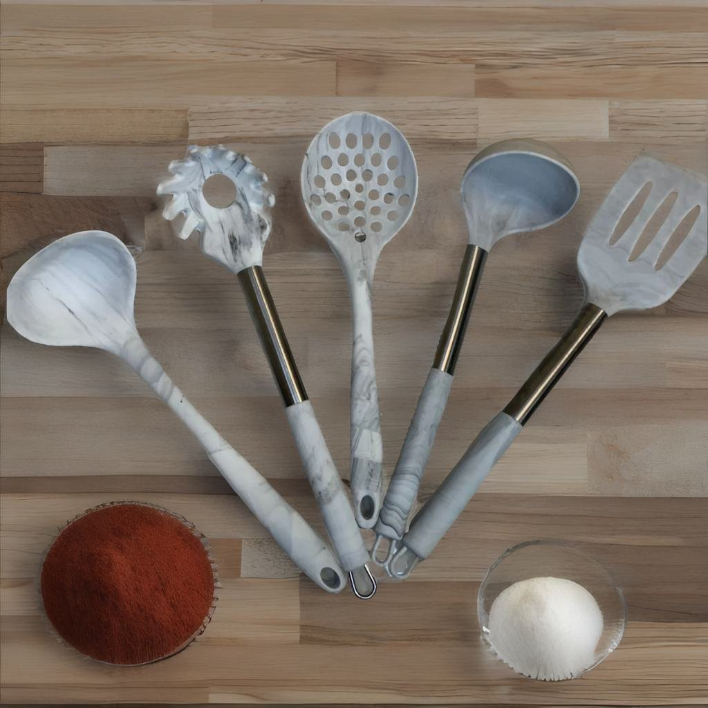Kit 3 Colheres Aço Inoxidável - Escumadeira, Concha E Colher De Servir Para Cozinha