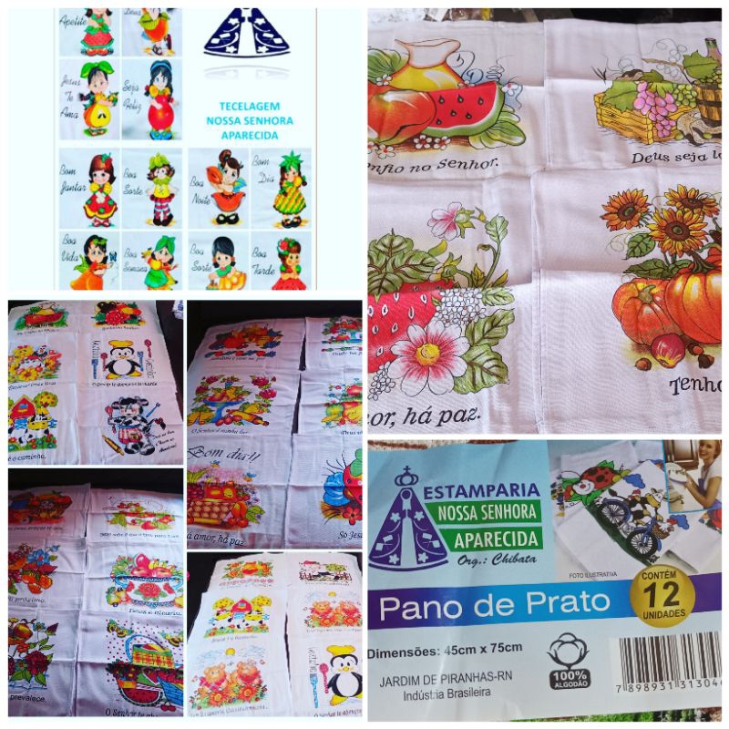 KIT C/ 36 PANOS DE PRATO (estamparia APARECIDA) 45X75cm